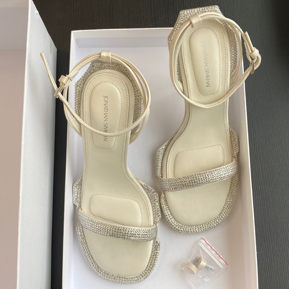 Jonathan SIMKHAI Icon Crystal Heeled Sandals in Ivory Size 37/US 6.5 - Picture 2 of 7